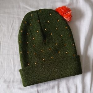 NWOT Adult Green Beaded Cactus Beanie